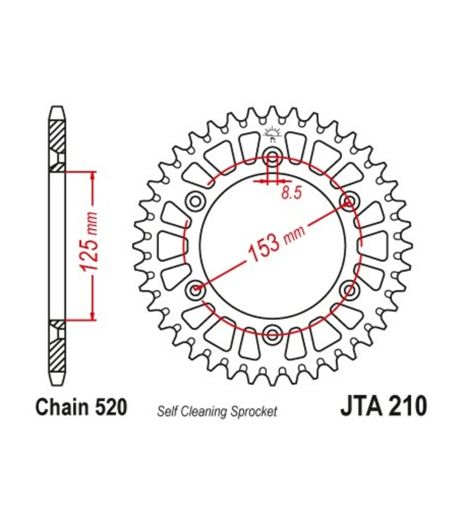 COURONNE SPROCKETS ALU  ANTI BOUE 125 CR 51 DENTS