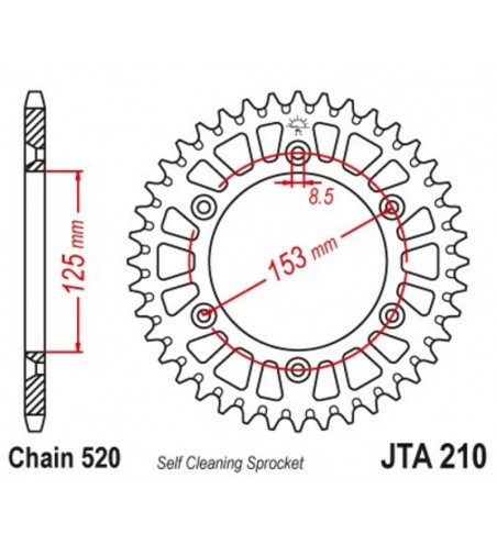 COURONNE SPROCKETS ALU  ANTI BOUE 125 CR 51 DENTS